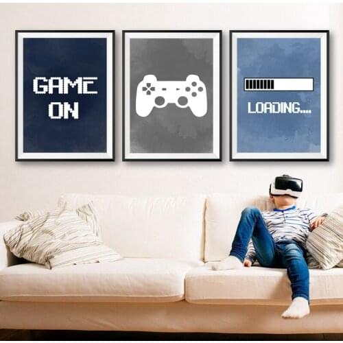 Video Game Wall Art Canvas Painting Nursery Boys Wall Decor , Gaming Party Poster Prints Child Boy Gifts Gaming Room Decoration