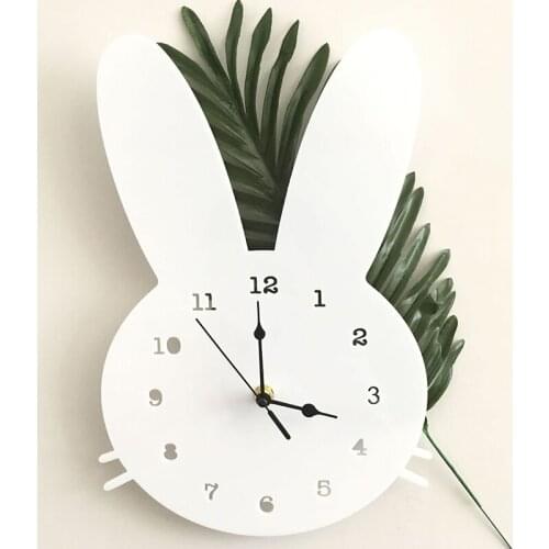 Nordic Wooden Rabbit Shaped Wall Clock Kids Room Decor Gender Neutral Wall Clock Nursery Baby Shower Gift home decoration