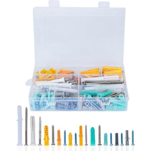 NEW 110PCS Screws Assortment Kit + 110PCS Plastic Drilling Drywall Anchors Plastic Plug High Stability Self Drilling Screw