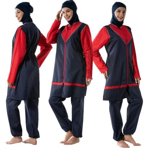 News Women Long Muslimah Hijab Full Cover Swimwears Plus Size Burkinis Modest Clothing Islamic Muslim Swimsuit Separated
