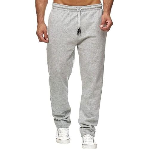 New Fashion Men Autumn Winter Sport Casual Drawstring Elastic Waist Pants Warm Fleece Sweatpants with Pockets Black Gray