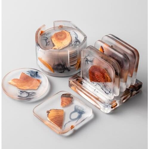 Retro Style Tea Coaster Whole Set Pine Resin Anti-scalding Kung Fu Tea Pot Holder Home Table Decor Accessory Kitchen Utensils