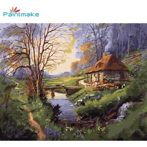 Paintmake Tree Landscape DIY Paint By Numbers Oil Painting On Canvas House Home Wall Art decoration Paintings For Kids