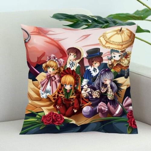 Rozen Maiden Pillow Cover Bedroom Home Office Decorative Pillowcase Square Zipper Pillow Cases Satin Soft