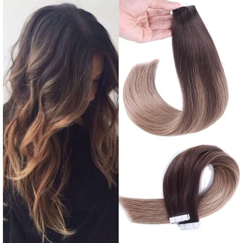 Sindra Tape Hair Extensions European Remy Human Hair Adhesive Extension 20pcs 40pcs Balyage Colors Skin Weft Straight Hair
