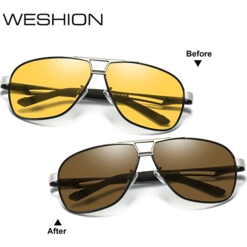 WESHION 2018 Photochromic Sunglasses Men Polarized Women Oval Vintage Aluminum Magnesium Sun Glasses Oculos De Sol Feminino Case