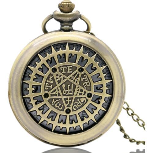 Vintage Bronze Holllow Supernatural Quartz Pocket Watch Men Women Necklace Pendant Chain Birthday Gifts reloj de bolsillo P220