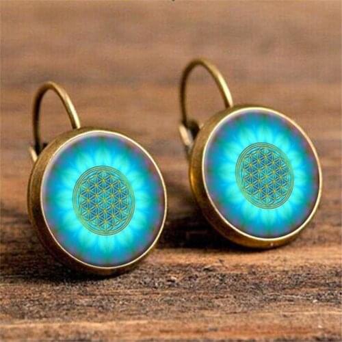 Vintage Galaxy Pendientes Boho Cabochon Stud Earrings For Girls Party Wedding Jewelry Antique Ethnic Ear Studs Earings