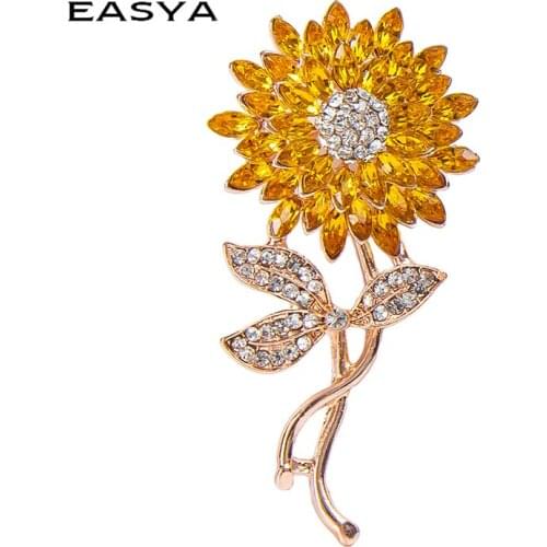 Flower Brooch Pins Crystal Simulated Diamond Bridal Wedding Brooches For Women Jewelry High Quality 2021