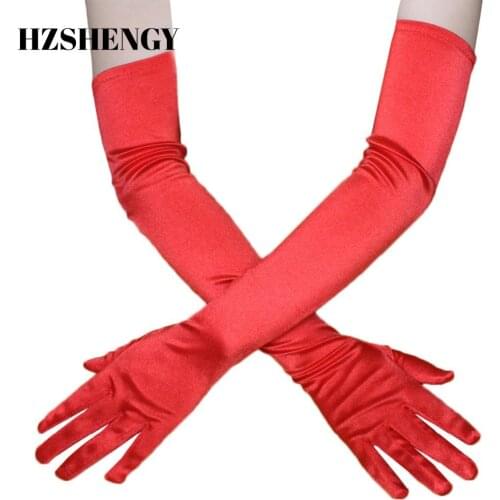HZSHENGY LADIES LONG FINGER GLOVES ELBOW STRETCH SATIN EVENING PARTY OPERA FANCY DRESS