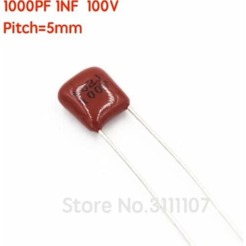 10PCS/LOT 1000PF 102 1NF 100V CBB Pitch 5mm Polypropylene Film Capacitor Pitch 5mm 102 1nF 100V 100%NEW