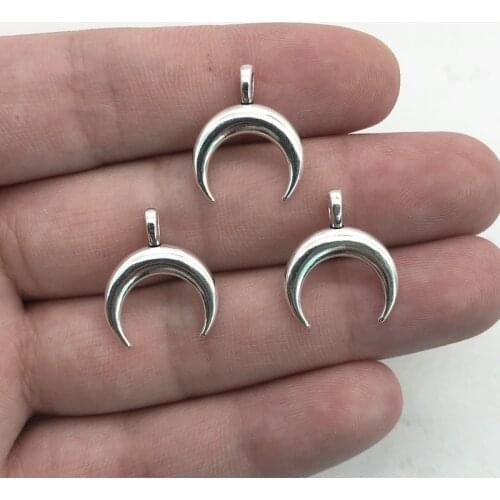 15pcs 21x17mm Pendant Horns Crescent Moon Charm Pendants for Jewelry Making DIY earring Moon Pendants Handmade Accessories