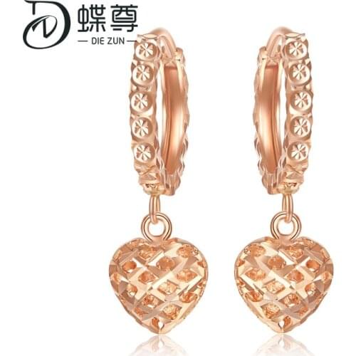 18K Gold Earrings heart-shaped Earrings Rose gold plain gold earrings with stars to give girlfriend love au750