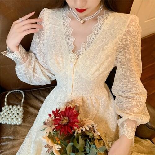 20 Autumn Dress Women Long Sleeve Lace Dress Big Size A-line Dress Elegant Lady Long V-neck Party Dressess Vestidos платье 1316