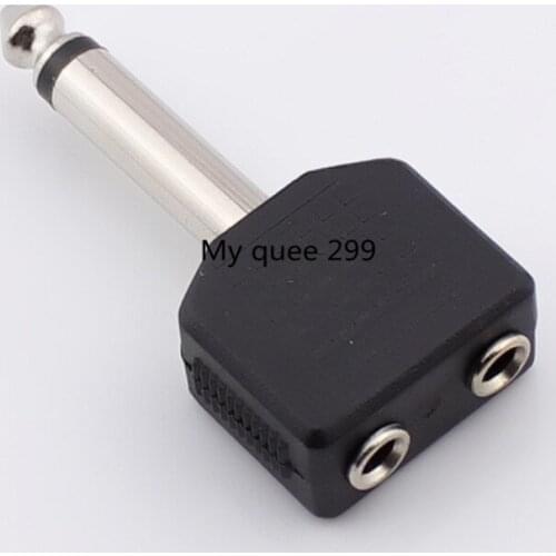 6.5 double female audio transfer head 6.35 single channel plug with two 3.5 holes