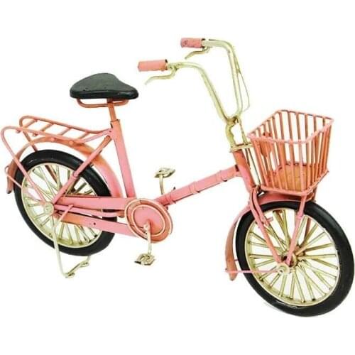 Antique Decor Metal Pink Retro Bicycle Classic Miniature Gift Nostalgic Vintage Handmade Hand Painted Art Quality Durable