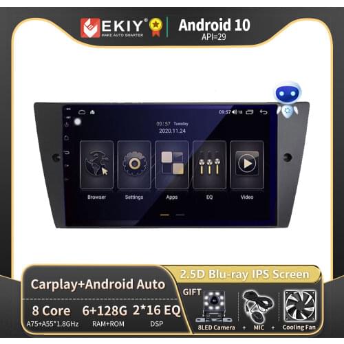 EKIY 6G 128G Android 10 Autoradio For BMW 3 Series E90 E91 E92 E93 Car Radio Tape Recoder Multimedia Blu-ray IPS GPS Navi Stereo