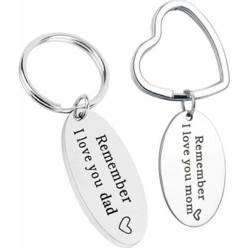 QIAMNI Remember I Love You Mom Dad Letter Keychain Heart Key Ring Lovers Love Key Chain Souvenirs Father Mother Day Jewelry Gift