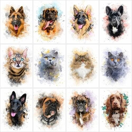 FIYO 5D DIY Diamond Embroidery Cat Cross Stitch Sale Full Square Round Diamond Painting Animal Diamond Mosaic Dog Home Decor