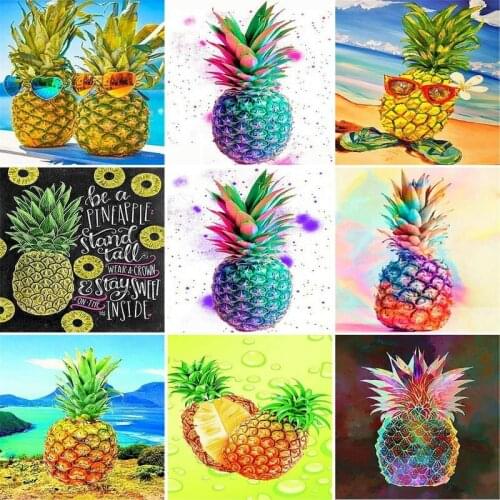 GATYZTORY 60x75cm Paint By Numbers Kits Frame Colored pineapple DIY Painting By Numbers On Canvas Home Decor Digital Hand Painti