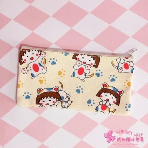 IVYYE Chi-bi Maruko Doraemon Anime Cosmetic Bags Canvas Zipper School Pencil Case Storage Pen Bag Multifunction Pouch New