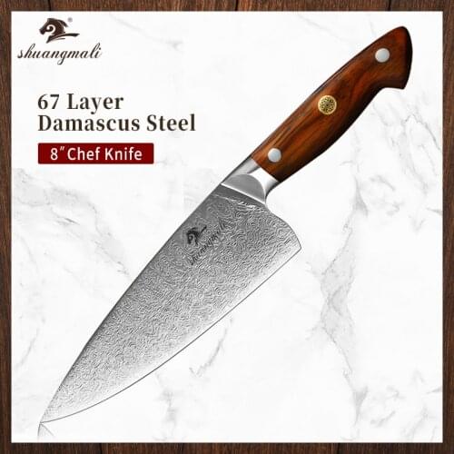 8Inch Cooking Kramer Kitchen Knife Damascus Steel Cleaver Chef Knives Cutting Tool Slicing Vegetable Chef Knife With Wood Handle