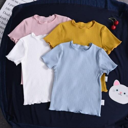 Summer 2020Kids Tops Kids Clothes Girls Cotton T Shirts For Boys Short Sleeve Summer T-shirts Ribbed Blouse