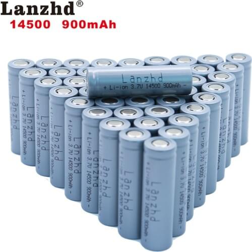 40PCS 14500 battery 3.7V 900mAh Lithium Rechargeable Li-ion Battery for LED Flashlight Battery accumulator battery real capacity