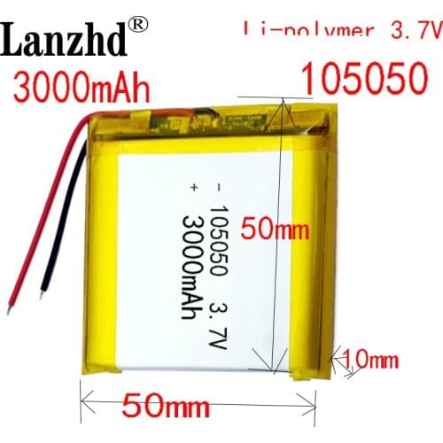 10pcs li-po 1pcs/lot 105050 3.7V 3000mah Lithium polymer Battery with Protection Board For PDA Tablet PCs Digital Products