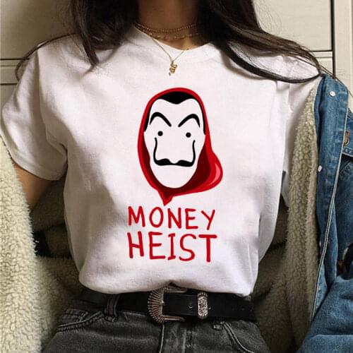 Maycaur The House of Paper Womens T-shirt New Money Heist La Casa De Papel Harajuku T-shirt Tops Clothes Graphic T-shirt
