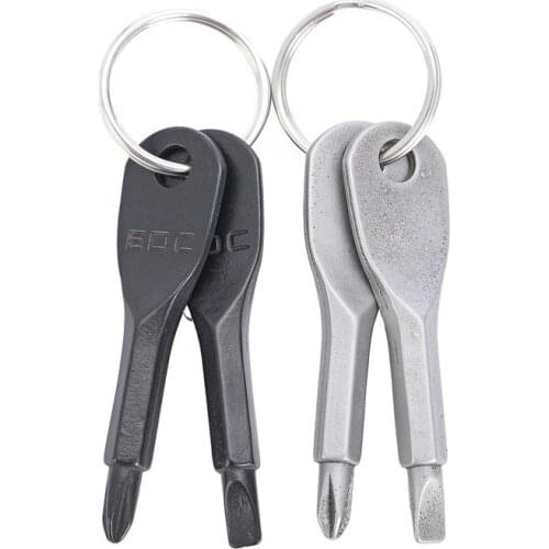 Mini Pocket Repair Tool Key Ring keyring Screwdriver Gadget Outdoor Portable Phillips Slotted Multi Camp Hike