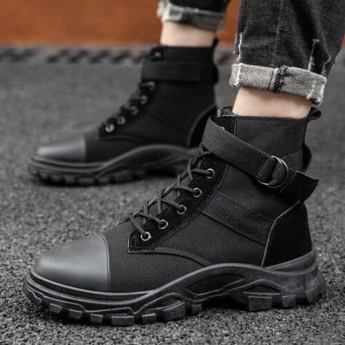 Men Martin Boots Fashion Sneakers High top Canvas Shoes Casual Men Vulcanize Shoes Lace-up Men Boots Zapatillas Hombre