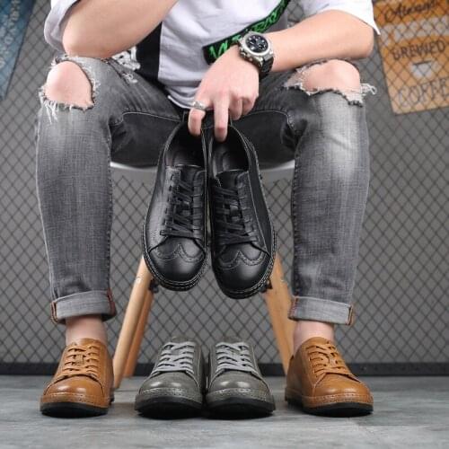 Mens Casual Leather Shoes Lace Up Fashion All-match Mens Oxford Shoes Low-cut Men Shoes Casual Zapatos Deportivos Para Hombres