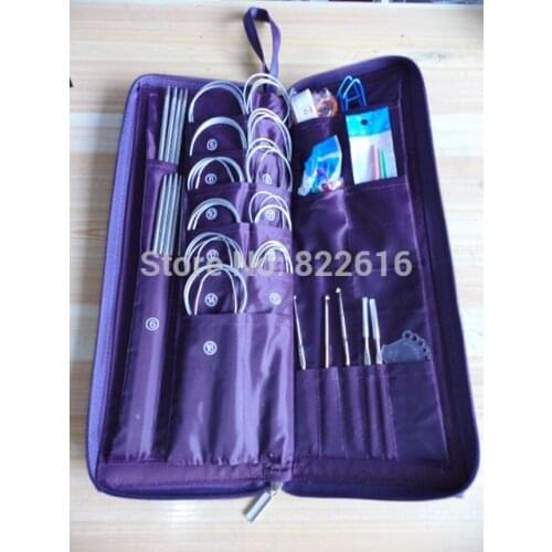 Knitting Needle Tool Kits Aluminium Needlework 11 pc 80cm ring needle 22 sets Straight Needle 4pc/set 5 pc Circular Needle Hook