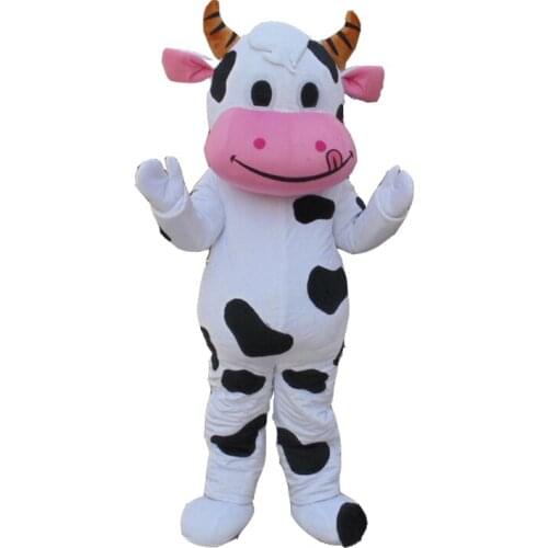New Hot sale!! PROFESSIONAL FARM DAIRY COW Mascot Costume cartoon Fancy Dress Free Shipping