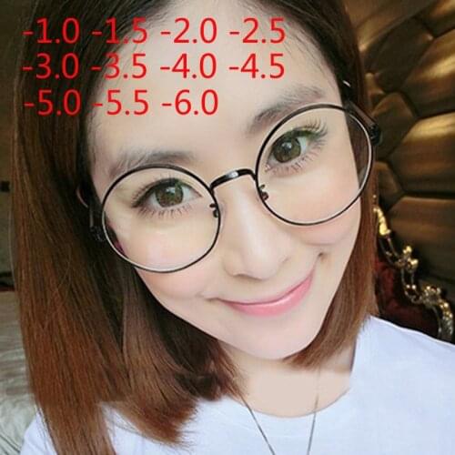 Diopter SPH 0 -0.5 -1 -1.5 -2 -2.5 -3 -3.5 -4 -4.5 -5 -5.5 -6.0 Round Frame Green Coated Myopia Glasses
