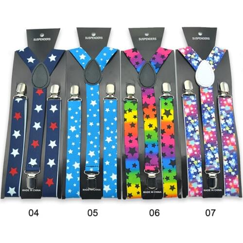 Women MenS Shirt Suspenders For Trousers Pants Holder 2.5cm wide Fashion Galaxy Stars Clip-on Braces Elastic Slim Y-back strap