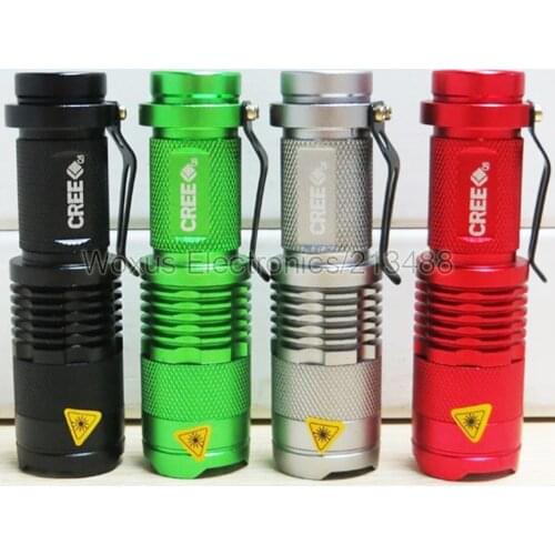 50pcs/lot Hot Waterproof LED Flashlight 7W CREE Q5 Focus Zoomable 400 Lumens LED Torch Light