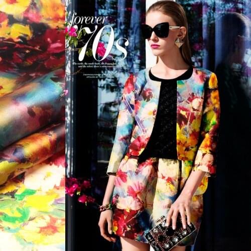 PRINT SILK ORGANZA SATIN FABRIC 135cm width 14momme Pure Silk Fabric Women Shirt Sewing Material DIY