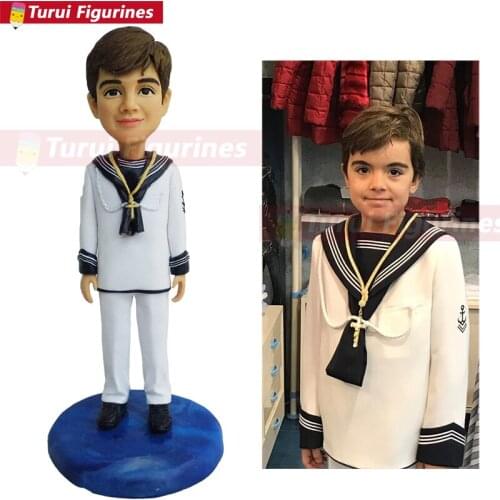 Little boy holy communion figurine custom design souvenir willlow tree handmade by Turui Figurines personalized porcelain clay d