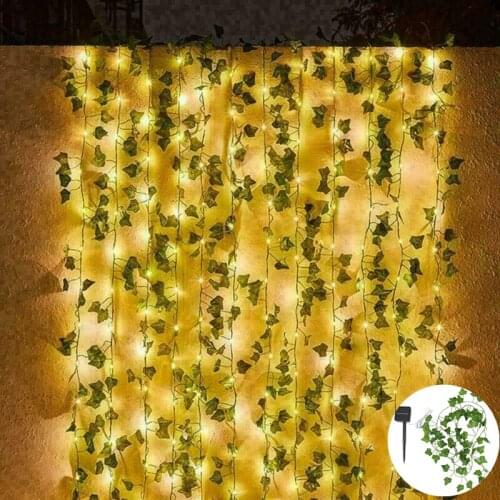 Solar Battery Powered LED Lvy Fairy String Lights Party Wedding Garden Outdoor Indoor Wall Fence Leaves Lamps Home Decoration