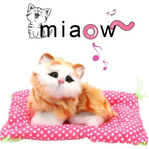 Car Ornament ABS With Sound Simulation Plush Cat Doll Cute Kitten Toys Dashboard Decoration Auto Accessories Car-Styling
