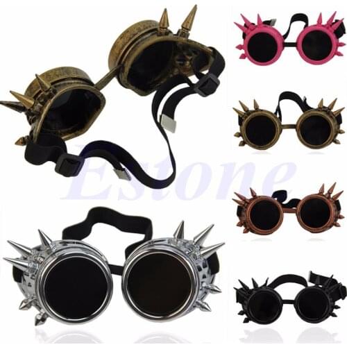 Vintage Retro Victorian Gothic Cosplay Rivet Steampunk Goggles Glasses Welding Punk 5 Colors