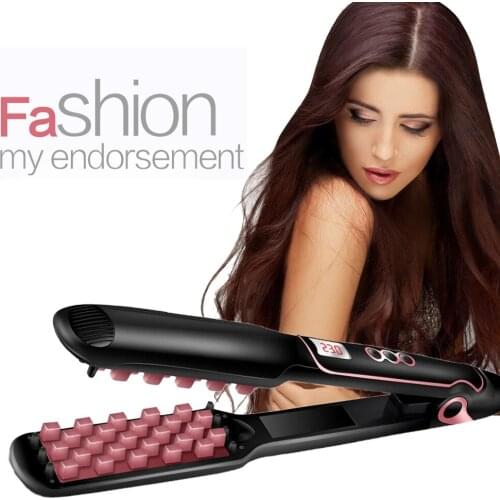 2 In 1 Titanium Flat Iron Hair Straightener&Curler Volumizing Iron Hair Styling Tool Smoothing Corrugation Hair Waver Wand Crimp