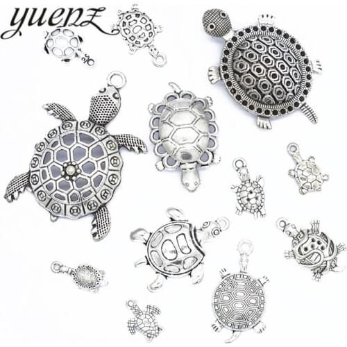 YuenZ 12pcs Mixed Antique Silver color animal turtle Charms Pendants for Necklace DIY Jewelry Making Finding Accessories U032