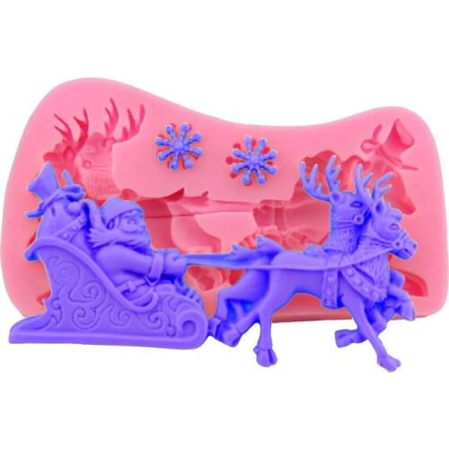 1Pcs Santa Sleigh Silicone Fondant Molds Cake Decorating Tools Sugarpaste Craft Bakeware