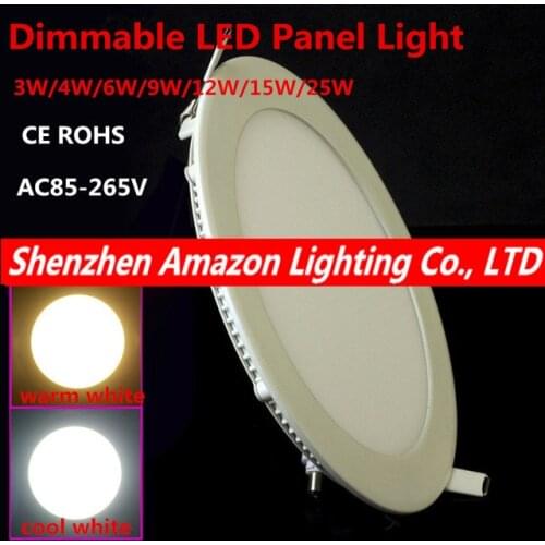 10pcs/lot Dimmable Ultra thin 3W/4W/ 6W / 9W / 12W / 15W/ 25W LED Ceiling Recessed Grid Downlight / Slim Round Panel Light