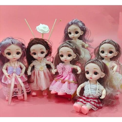 16cm Mini Bjd Doll 13 Joints Movable 1/12 Fashion DIY Cute Princess Doll 3D Eyes Girl Dress Up Toy Give Shoes Christmas Gifts