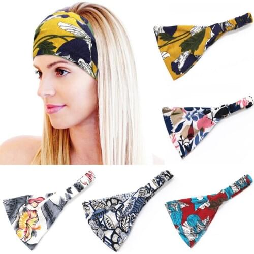 3 pcs Yoga Hairbands for Women Fitness Yoga Running Print Floral Pattern Bohemian Headbands Elastic Wide Turban Sweatbands