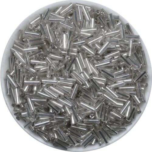 Free Shipping Silver 2x6mm 500pcs SILVER LINED Czech Glass Seed Spacer Tube beads For Jewelry Making